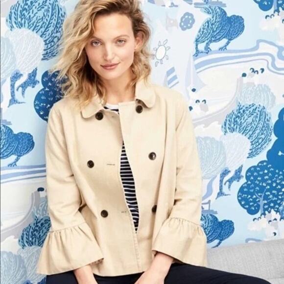 Draper James Casual Peplum Sleeve Utility Jacket Khaki Size 12 - Picture 1 of 8